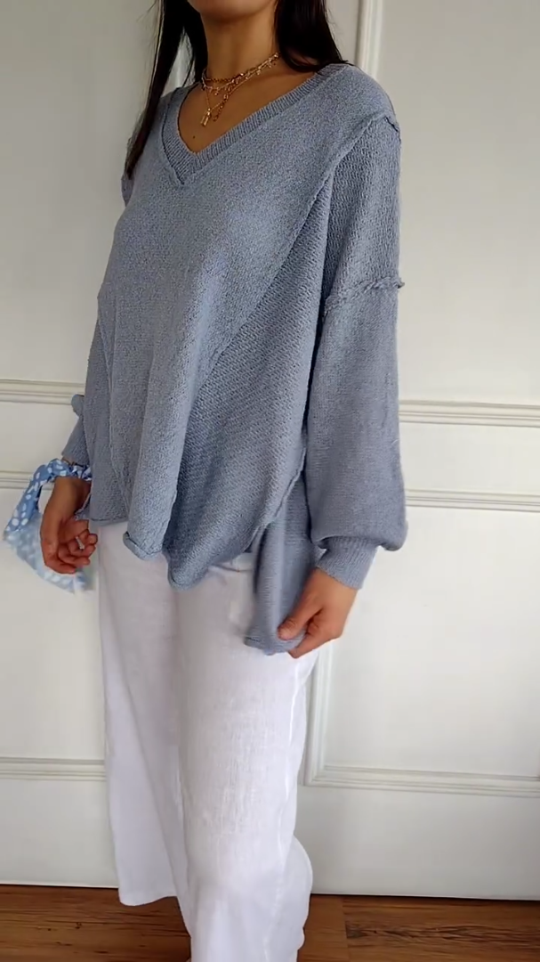 Long Sleeve Sweater With Patchwork Design