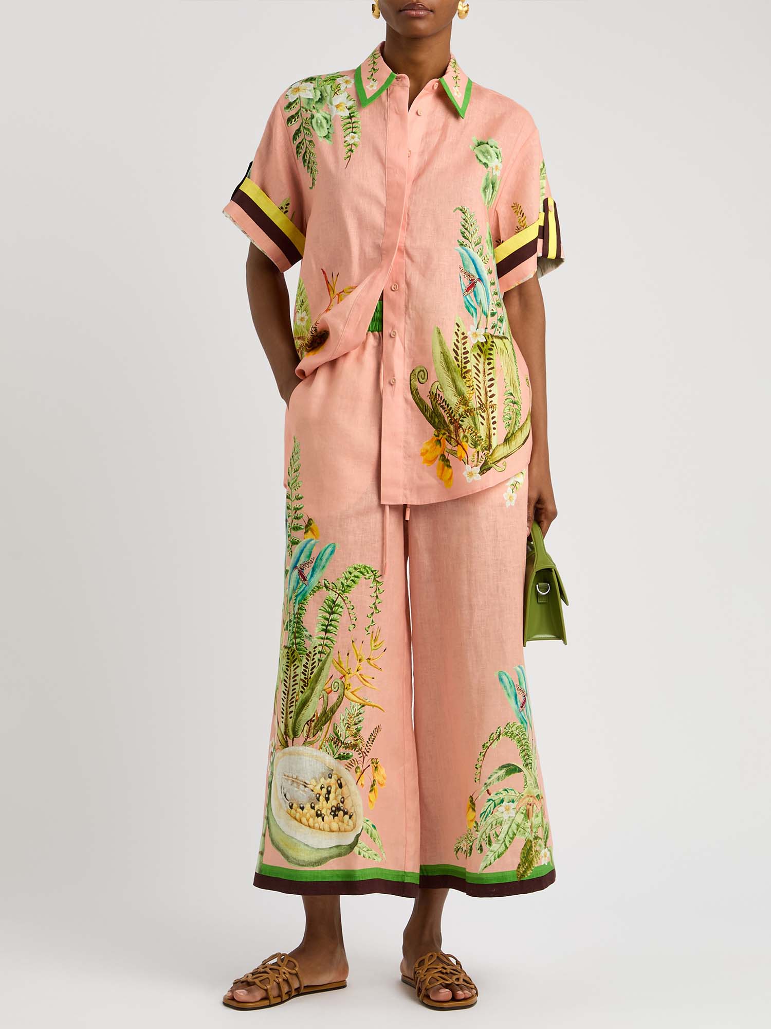 Papaya Garden Print Oversized Shirt