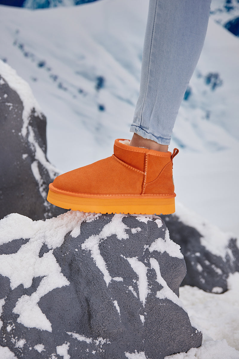 Ultra Mini Platform Low Ankle Boot - Orange