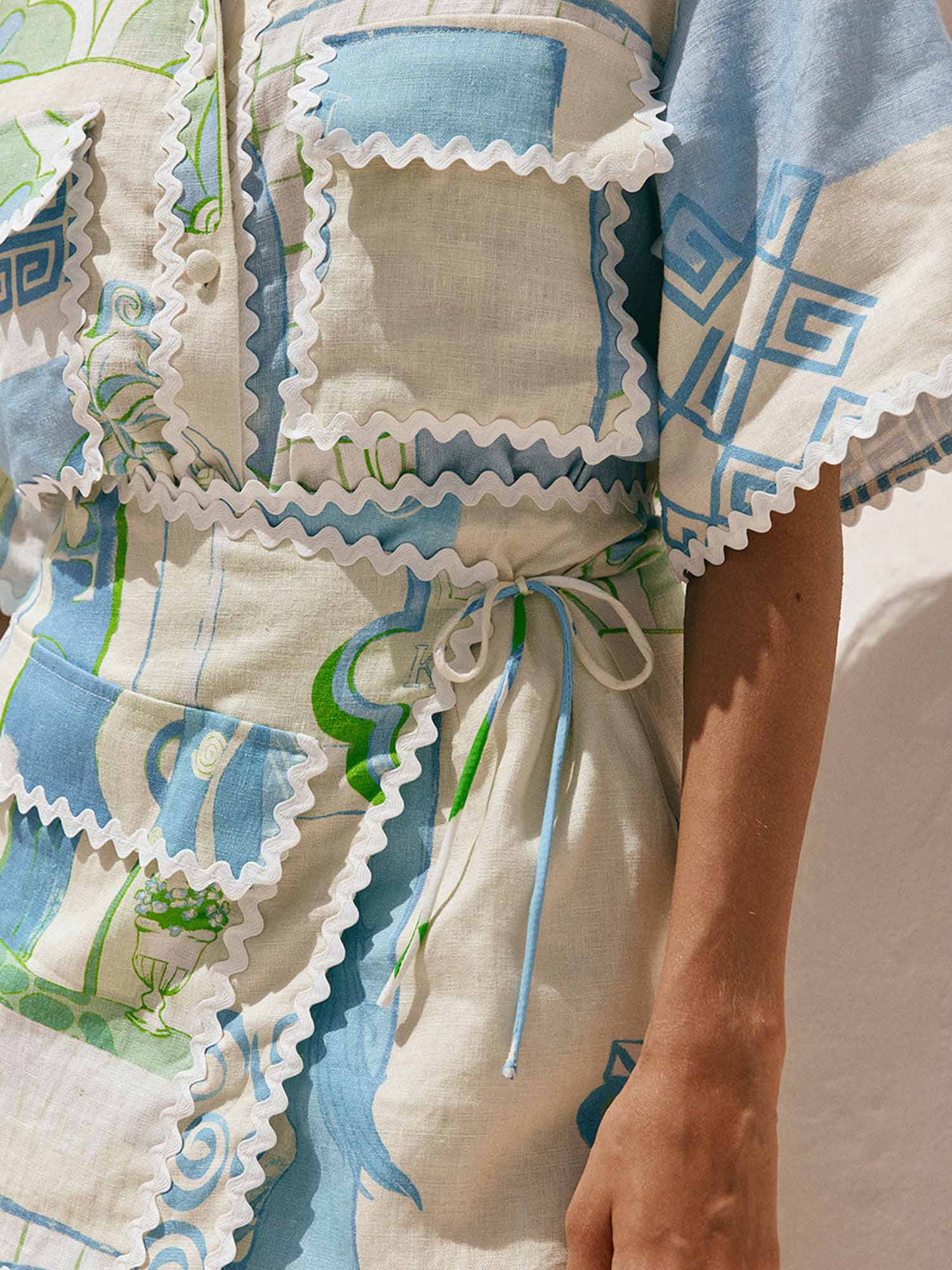 Santorini Charm Embroidered Mini Dress Set