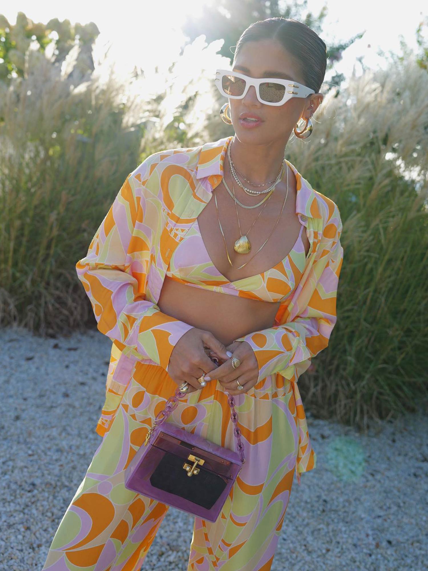 Tropical Beach Graphic Print Button-Up Shirt