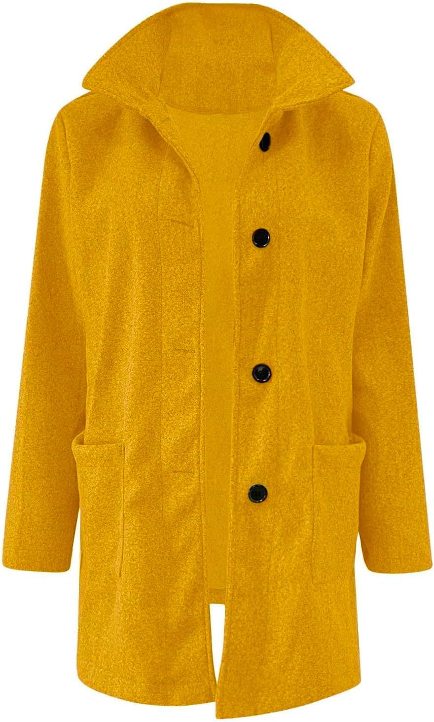 2025🔥Women's Long Casual Solid Color Wool Thicken Long Sleeved Stand-up Coat 