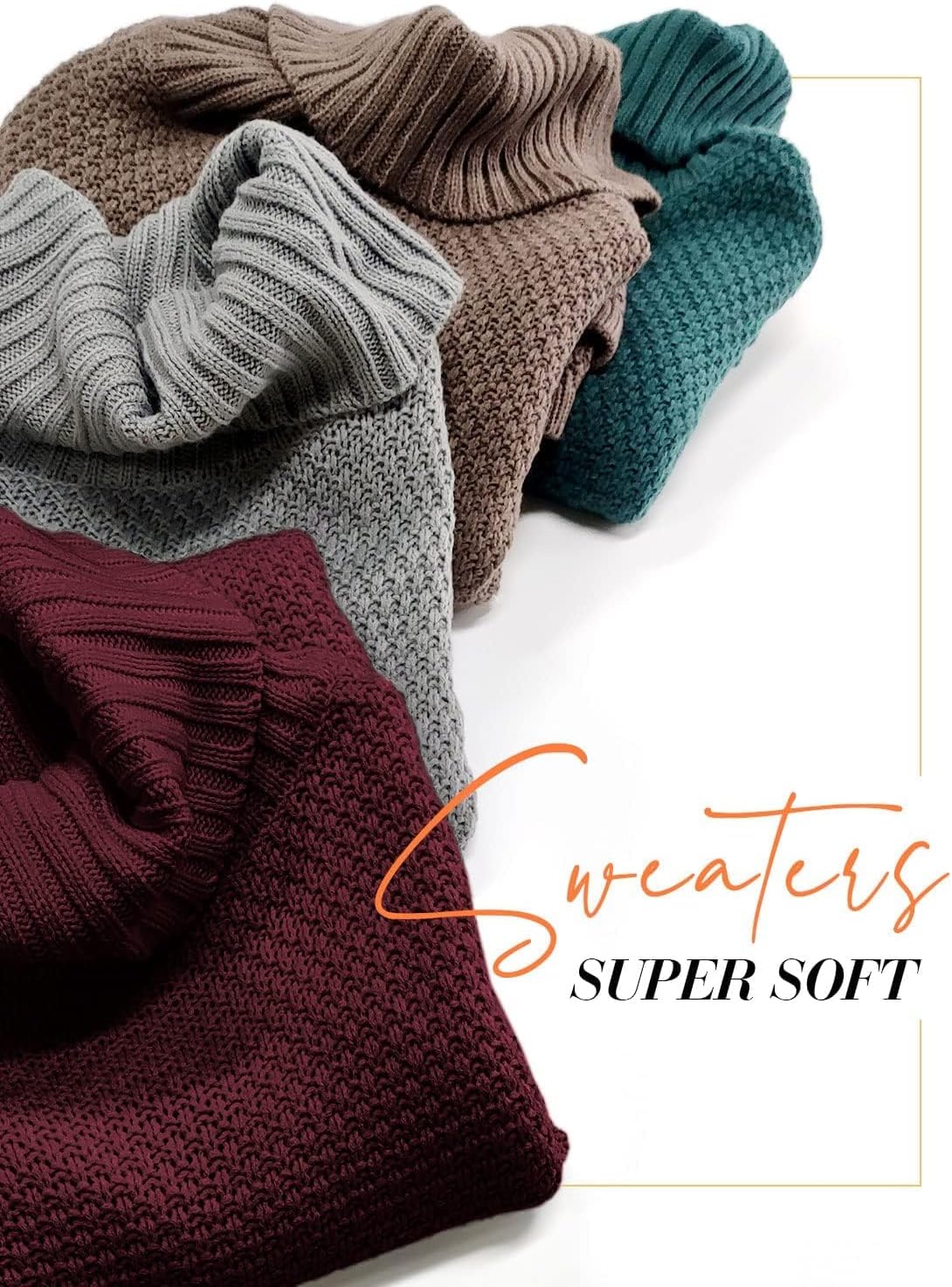 Women's Oversized Turtleneck Long Sleeve Casual Pullover Knit Tunic Sweater