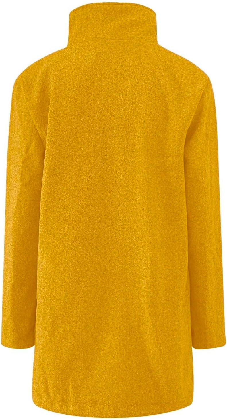 2025🔥Women's Long Casual Solid Color Wool Thicken Long Sleeved Stand-up Coat 