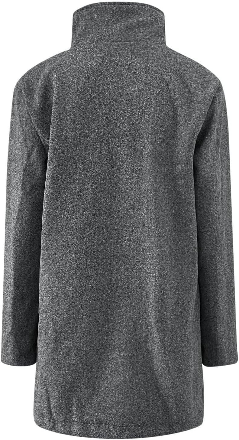 2025🔥Women's Long Casual Solid Color Wool Thicken Long Sleeved Stand-up Coat 