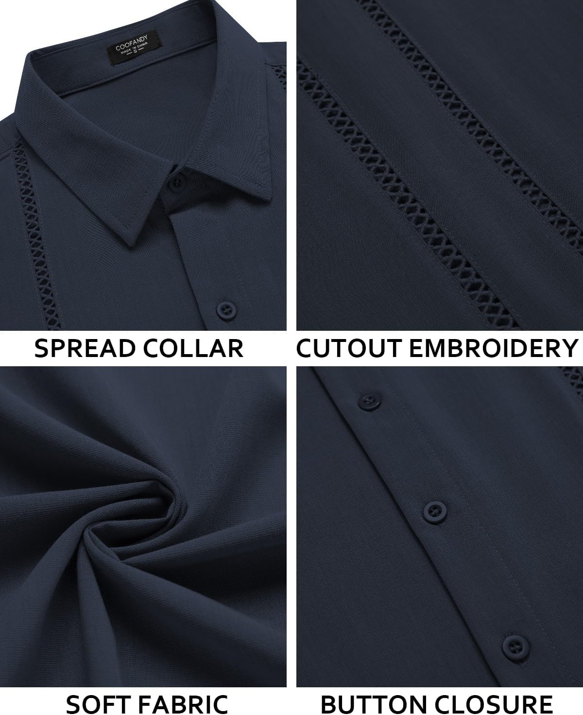 COOFANDY Men's Cuban Guayabera Shirt Short Sleeve Button Down Shirts Casual Summer Beach Linen Shirts