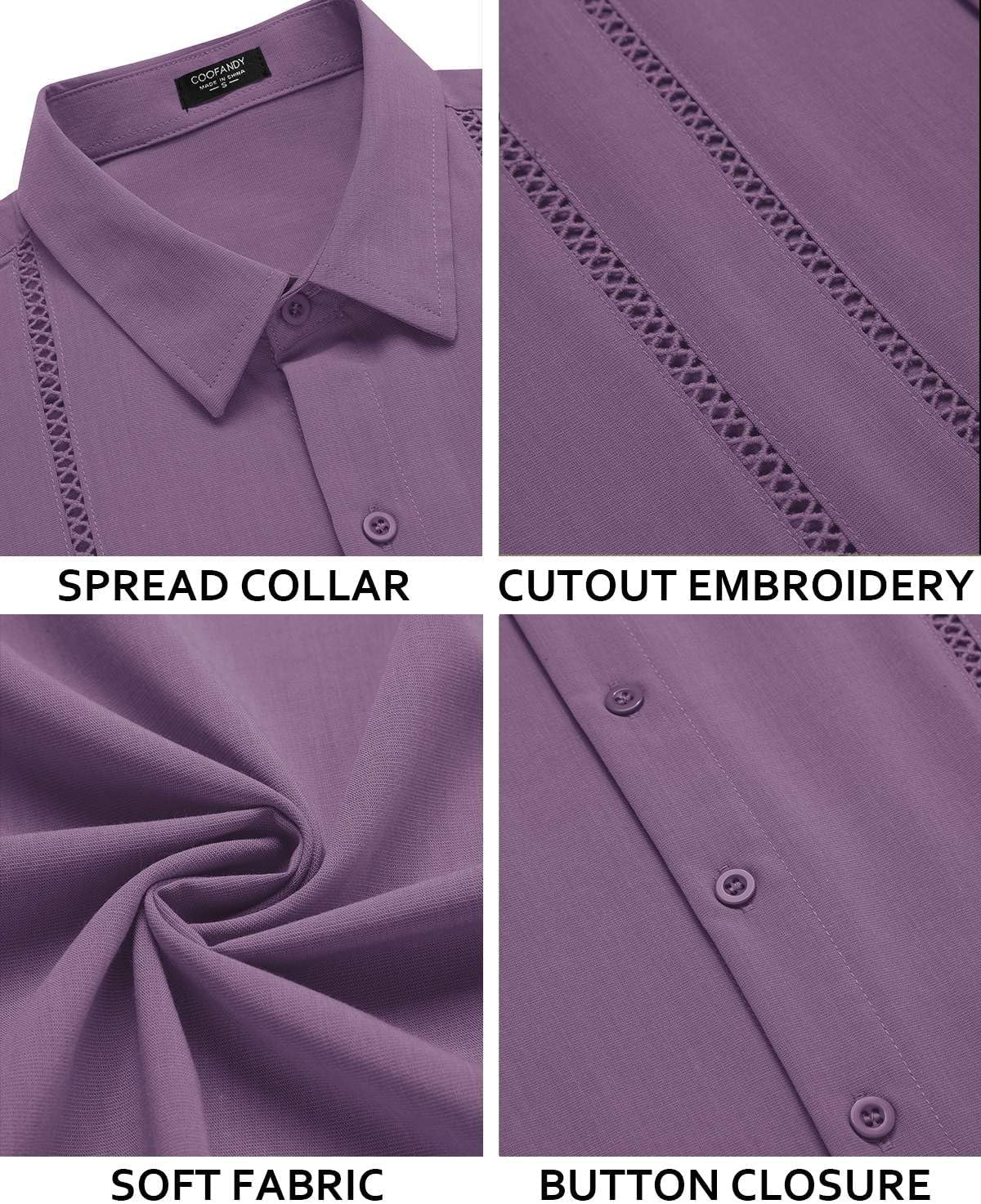 COOFANDY Men's Cuban Guayabera Shirt Short Sleeve Button Down Shirts Casual Summer Beach Linen Shirts