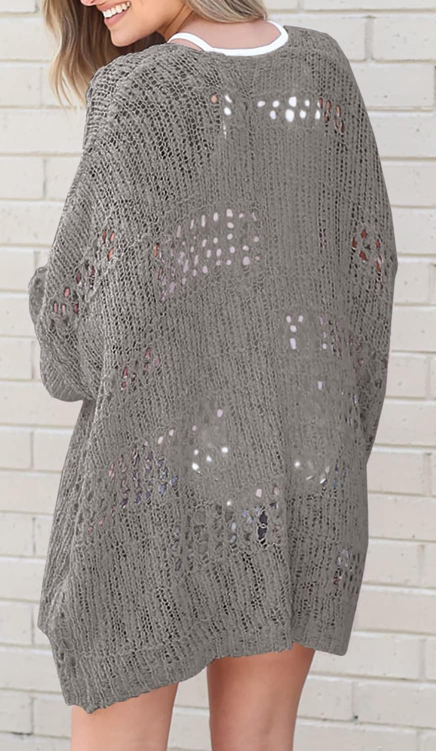 Women's Crochet Cardigan Sweater Solid Color Cardigan Jacket