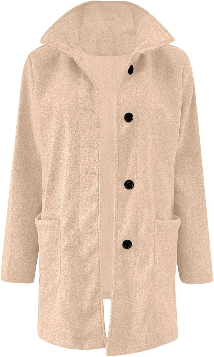 2025🔥Women's Long Casual Solid Color Wool Thicken Long Sleeved Stand-up Coat 