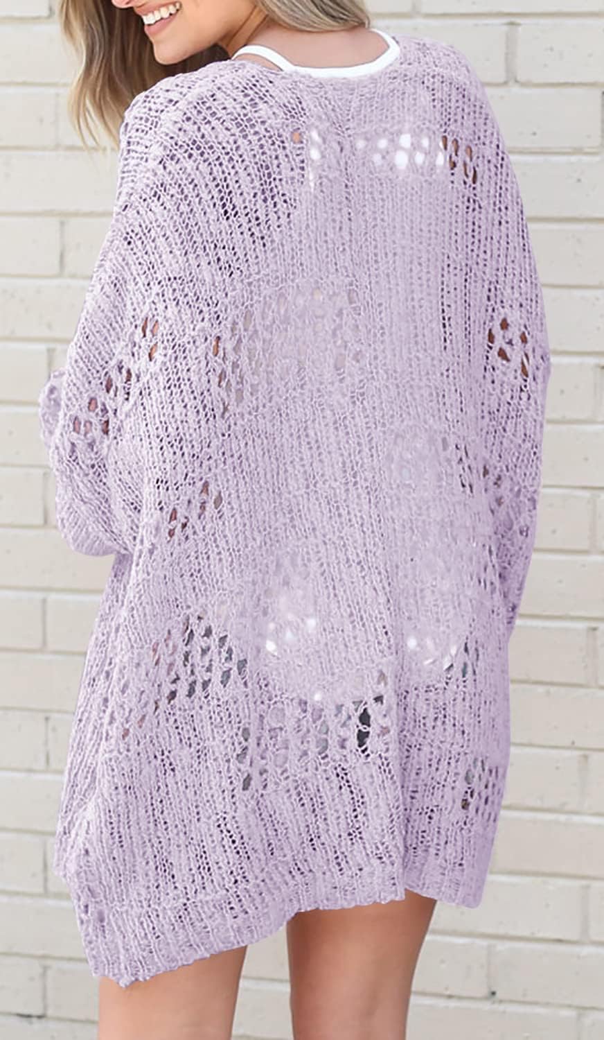 Women's Crochet Cardigan Sweater Solid Color Cardigan Jacket