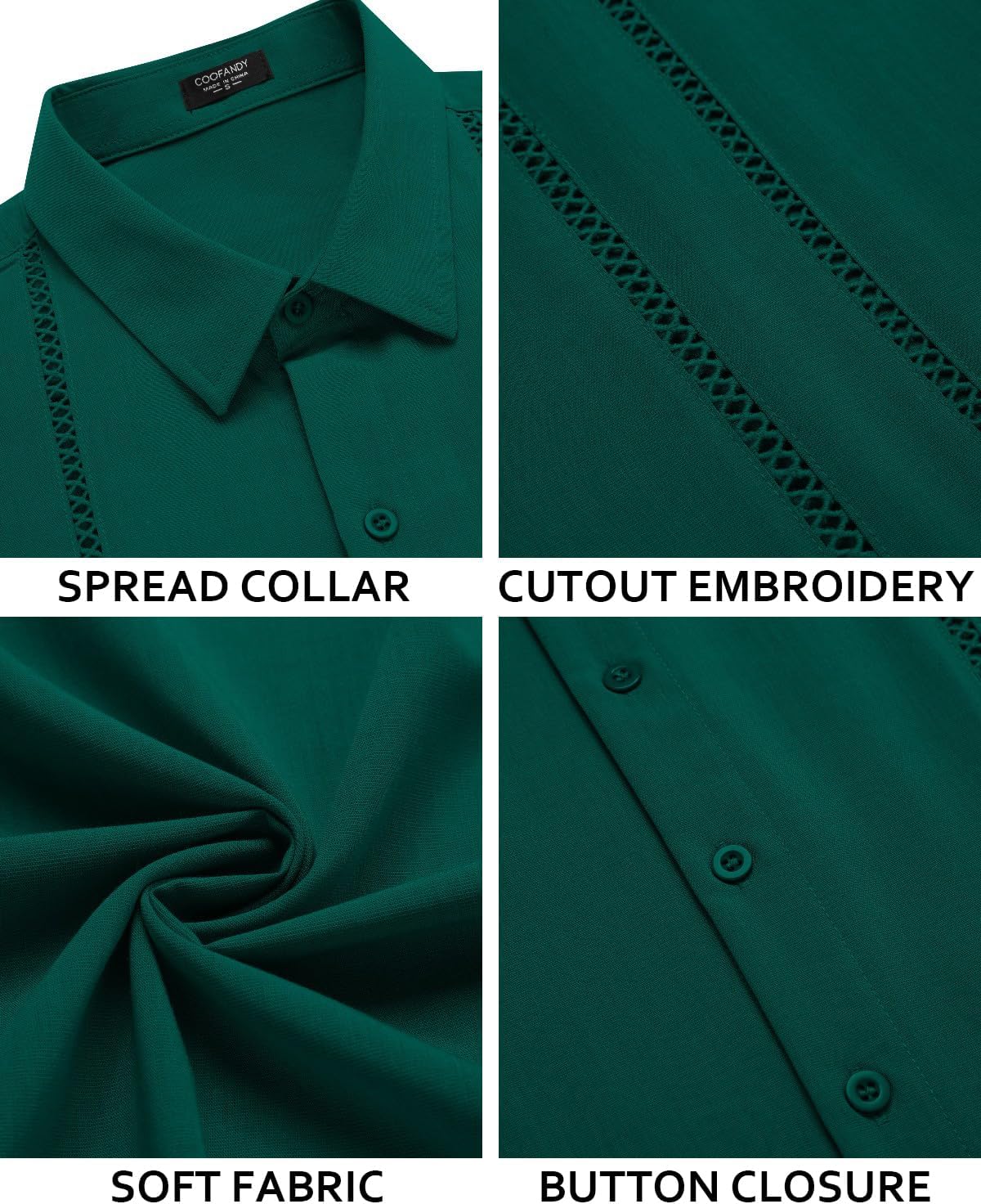 COOFANDY Men's Cuban Guayabera Shirt Short Sleeve Button Down Shirts Casual Summer Beach Linen Shirts