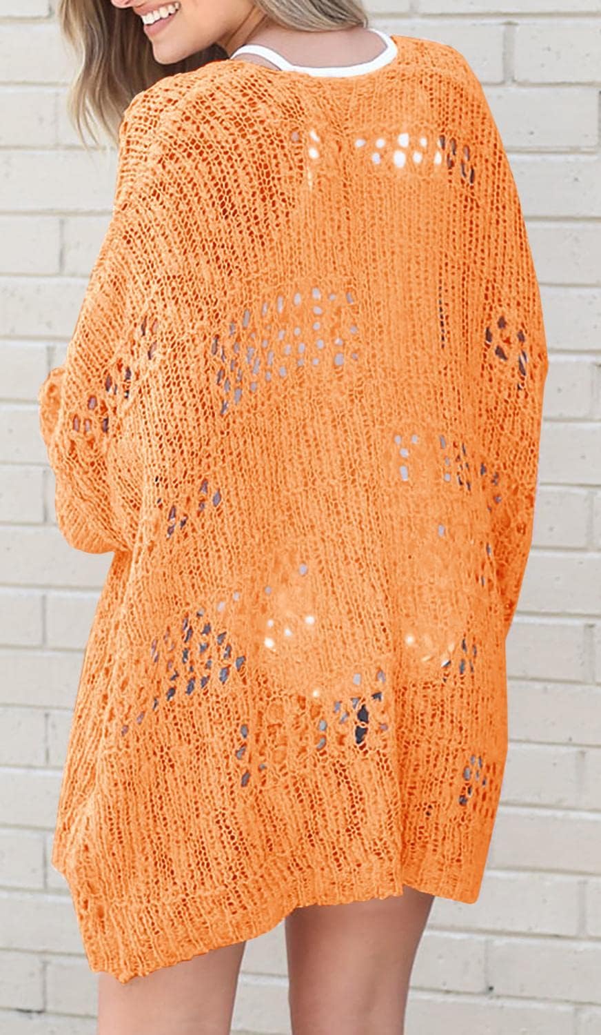 Women's Crochet Cardigan Sweater Solid Color Cardigan Jacket