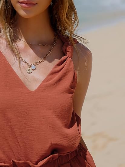 Women's V-neck short-sleeved vacation two-piece suit