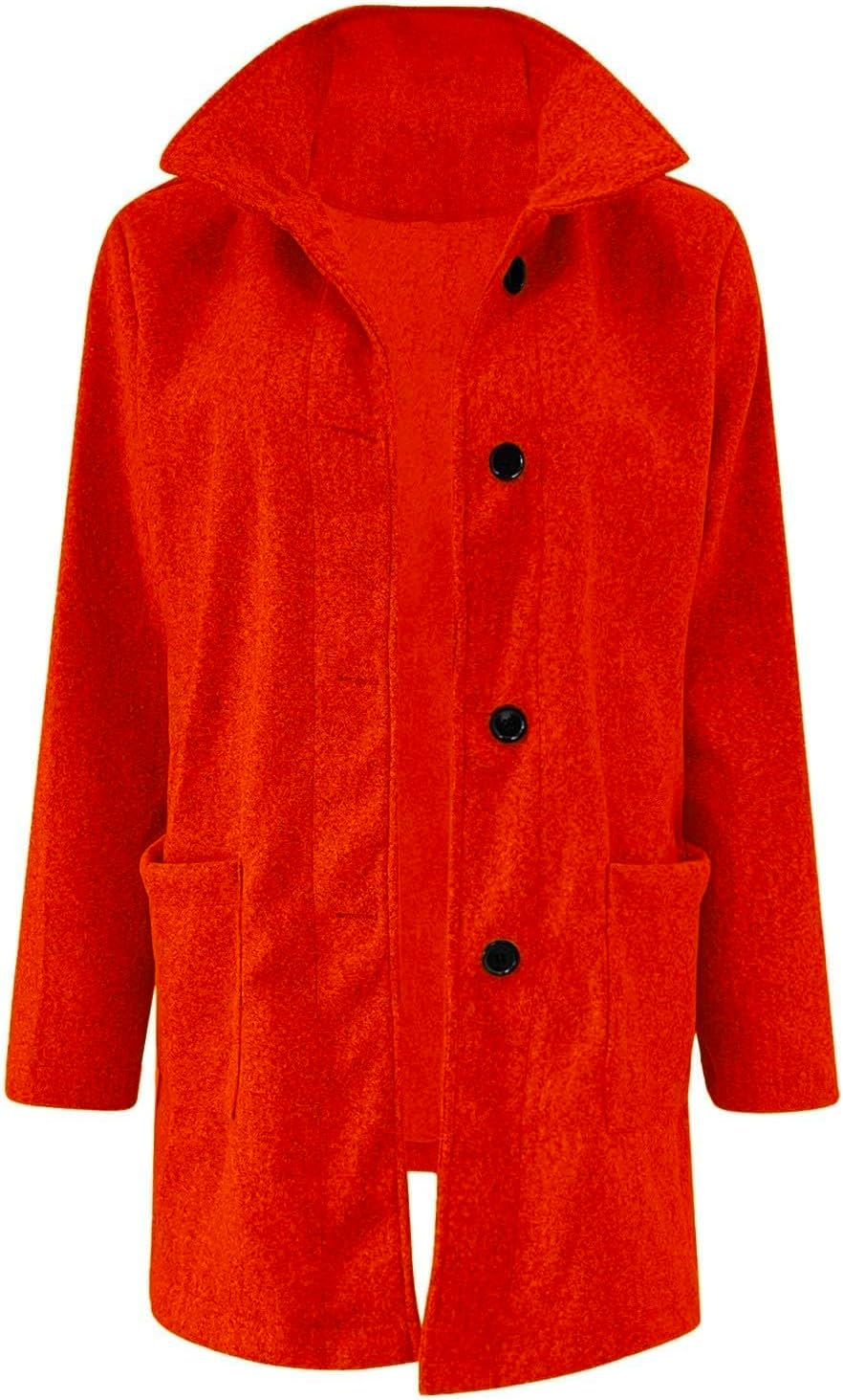 2025🔥Women's Long Casual Solid Color Wool Thicken Long Sleeved Stand-up Coat 