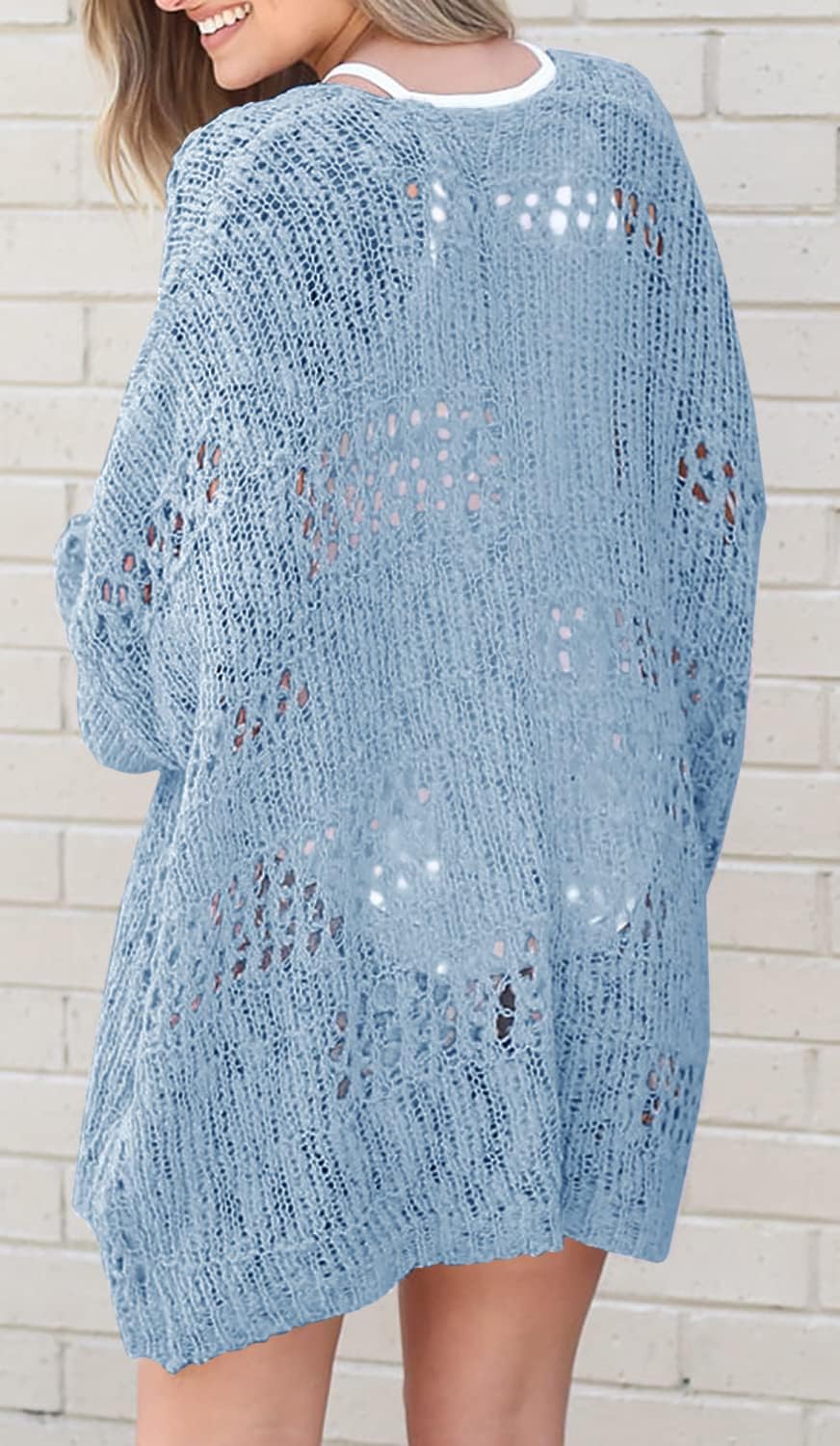 Women's Crochet Cardigan Sweater Solid Color Cardigan Jacket