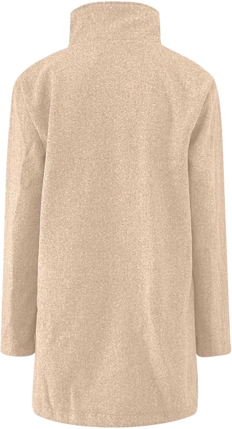 2025🔥Women's Long Casual Solid Color Wool Thicken Long Sleeved Stand-up Coat 