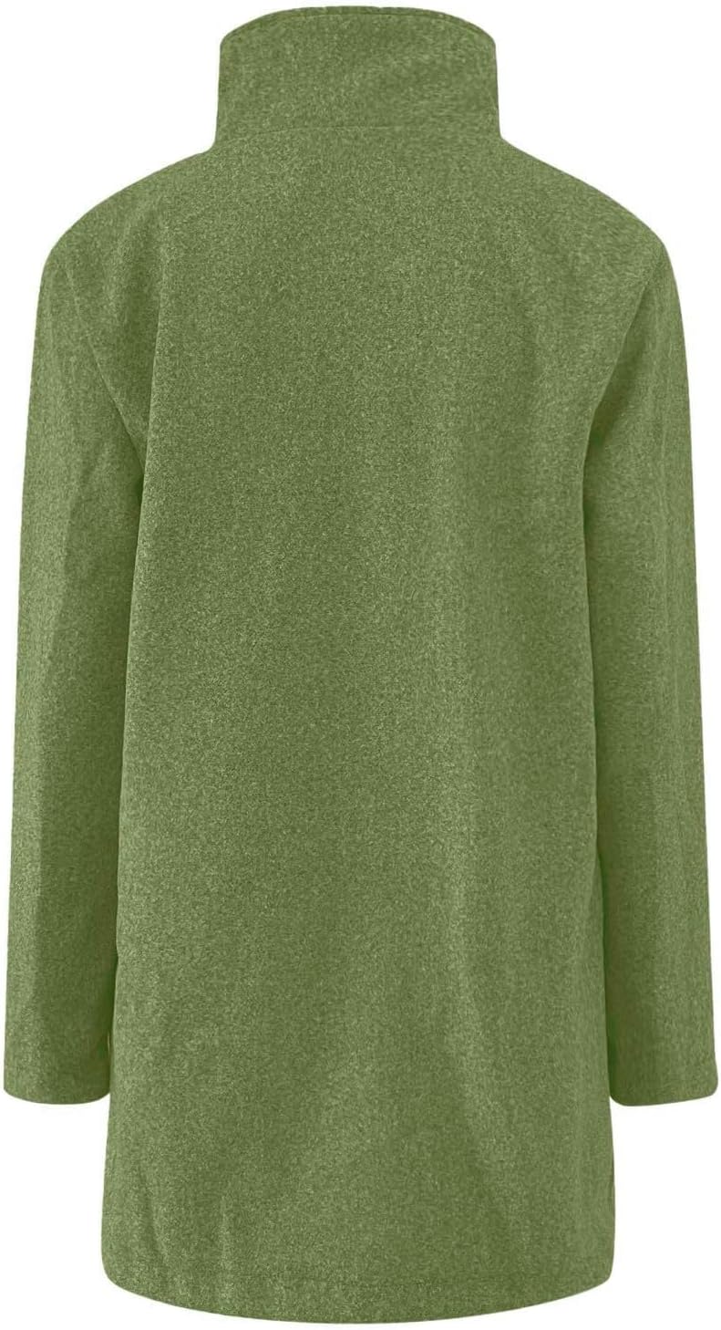 2025🔥Women's Long Casual Solid Color Wool Thicken Long Sleeved Stand-up Coat 