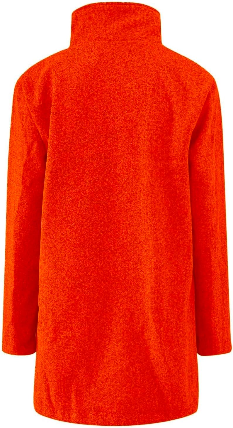 2025🔥Women's Long Casual Solid Color Wool Thicken Long Sleeved Stand-up Coat 