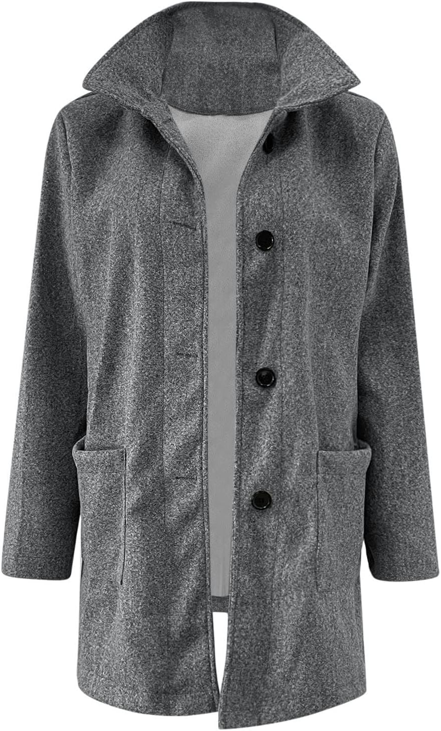 2025🔥Women's Long Casual Solid Color Wool Thicken Long Sleeved Stand-up Coat 