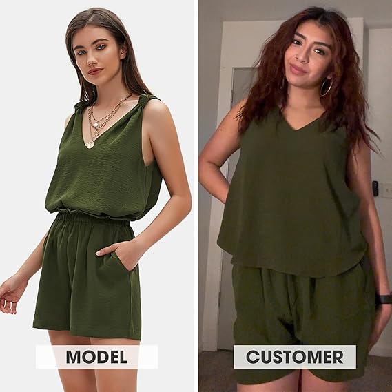 Women's V-neck short-sleeved vacation two-piece suit