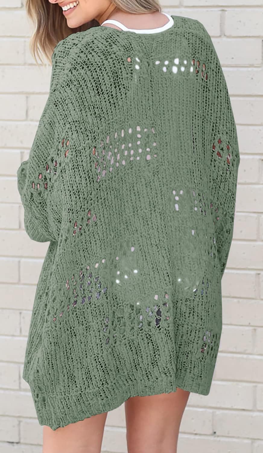 Women's Crochet Cardigan Sweater Solid Color Cardigan Jacket