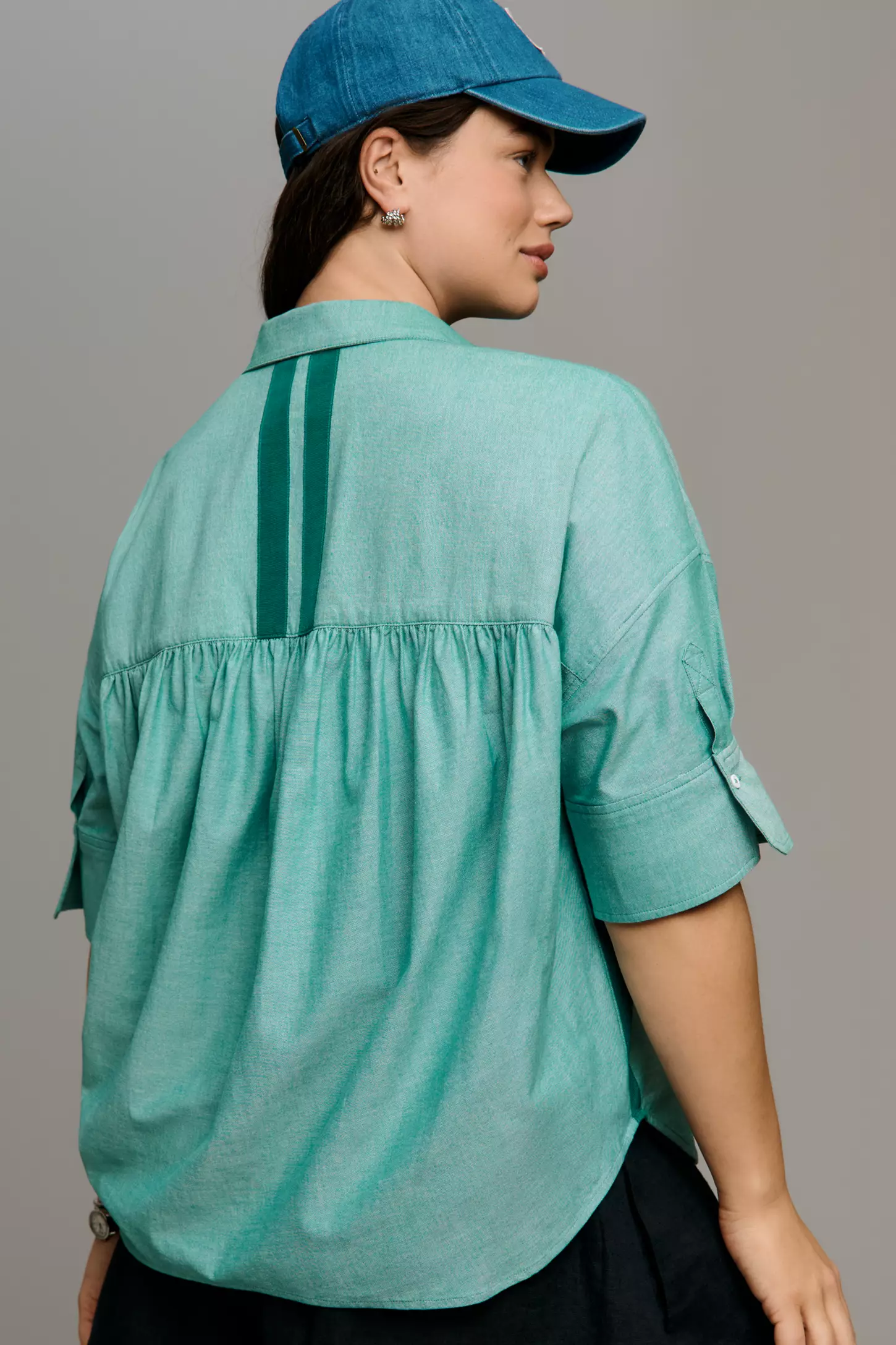 2026 Ice Cream Colored French Style Striped Patchwork Shirt With Pockets