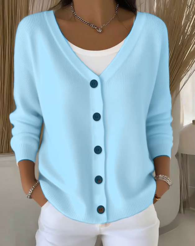 2025 Casual loose solid color knitted button cardigan cashmere sweater