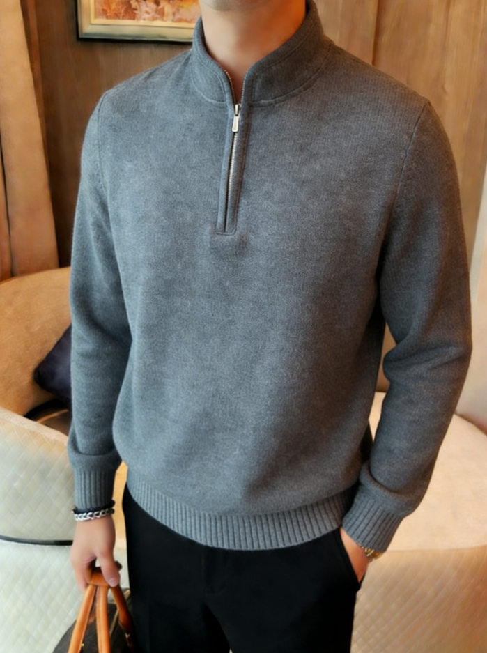 2026🔥Casual Business Solid Color Zipper Cashmere Sweater