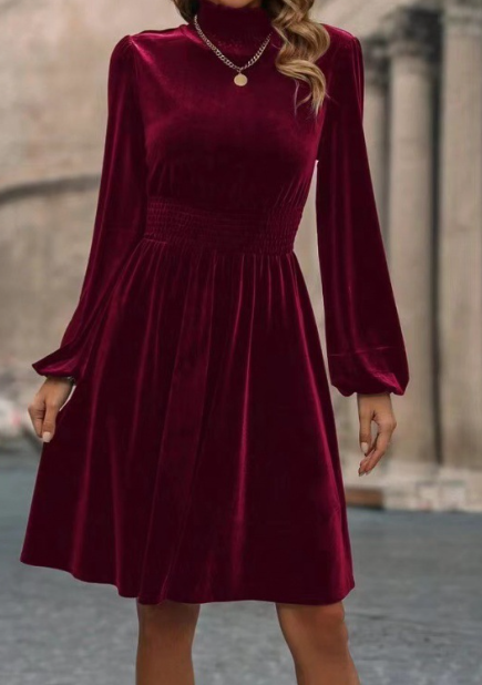 2024 Autumn/Winter Party velvet long-sleeved dress