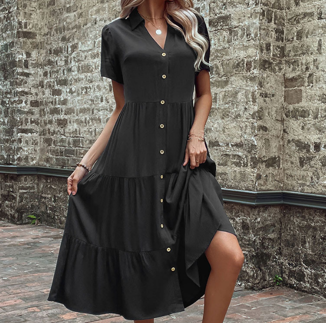 Women's Casual V-neck simple dress