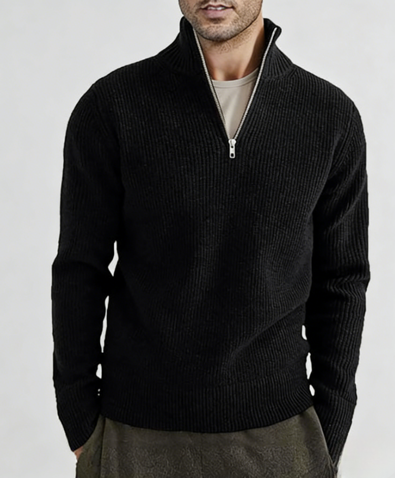 2025 Casual Thickened Half-High Zipper Neck Knit Sweater