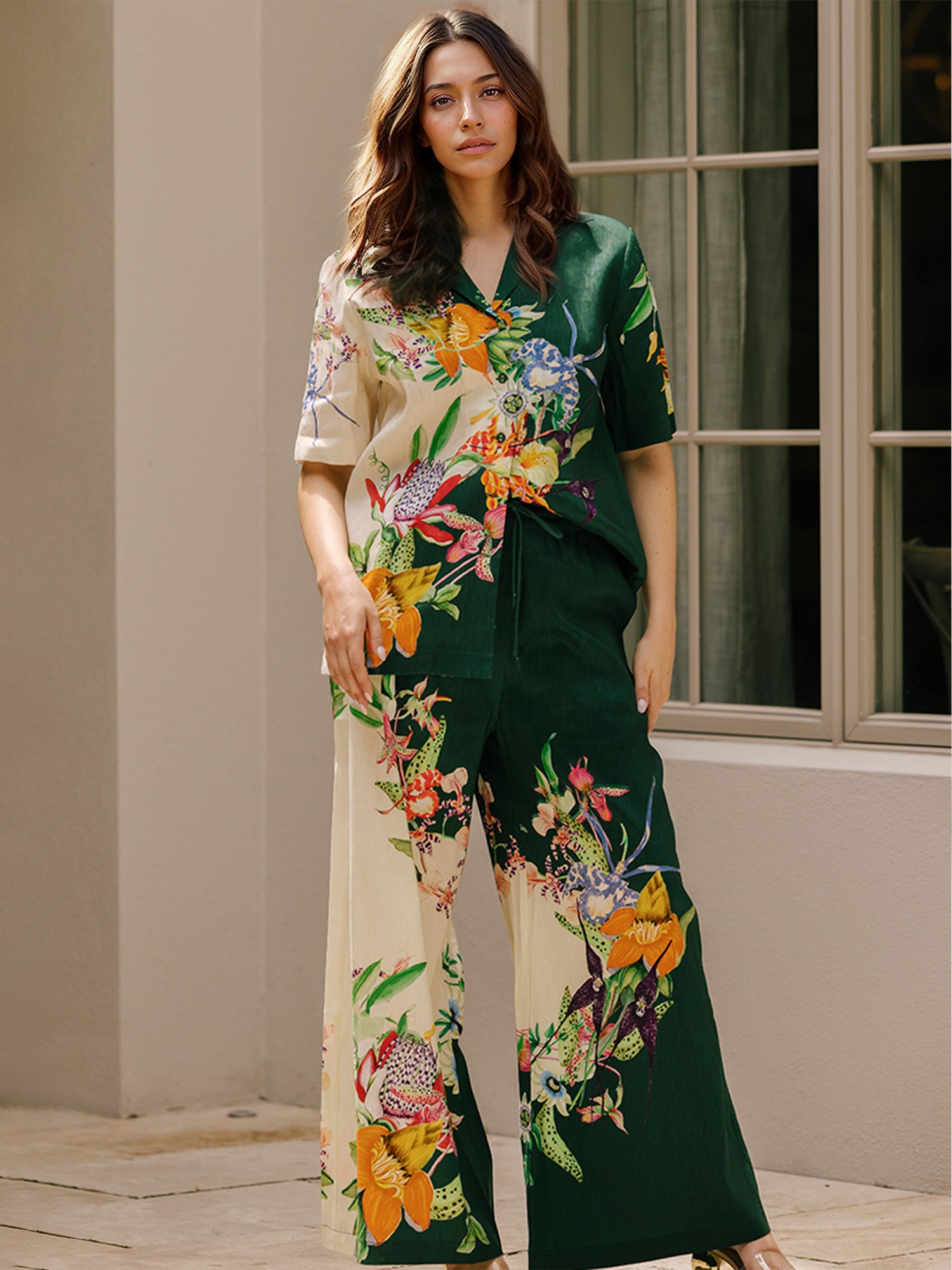 Floral Print Wrap-Front Shirt