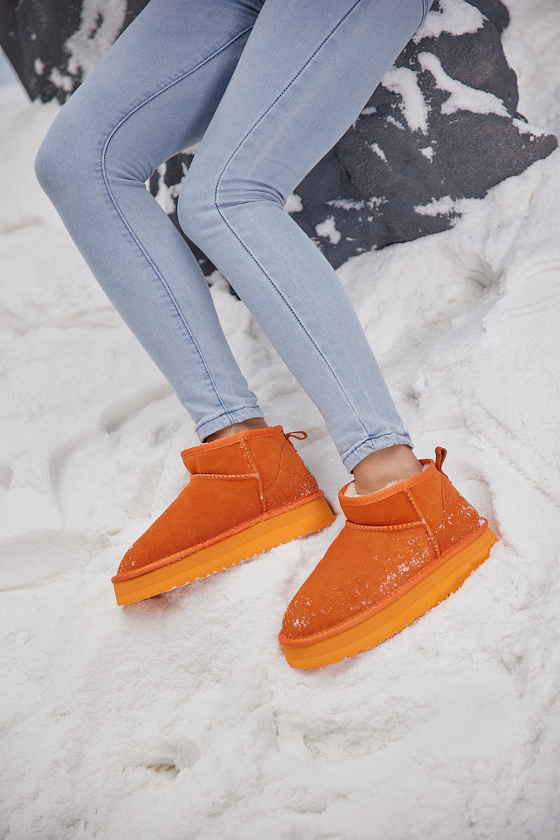 Ultra Mini Platform Low Ankle Boot - Orange