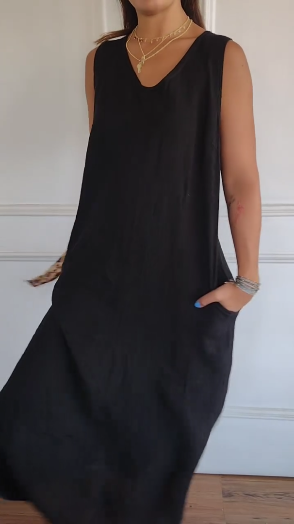 Women's Cotton linen casual sleeveless dress