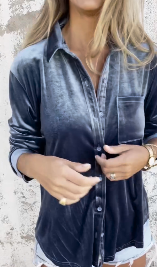 2025 Casual Lapel Velvet Shirt