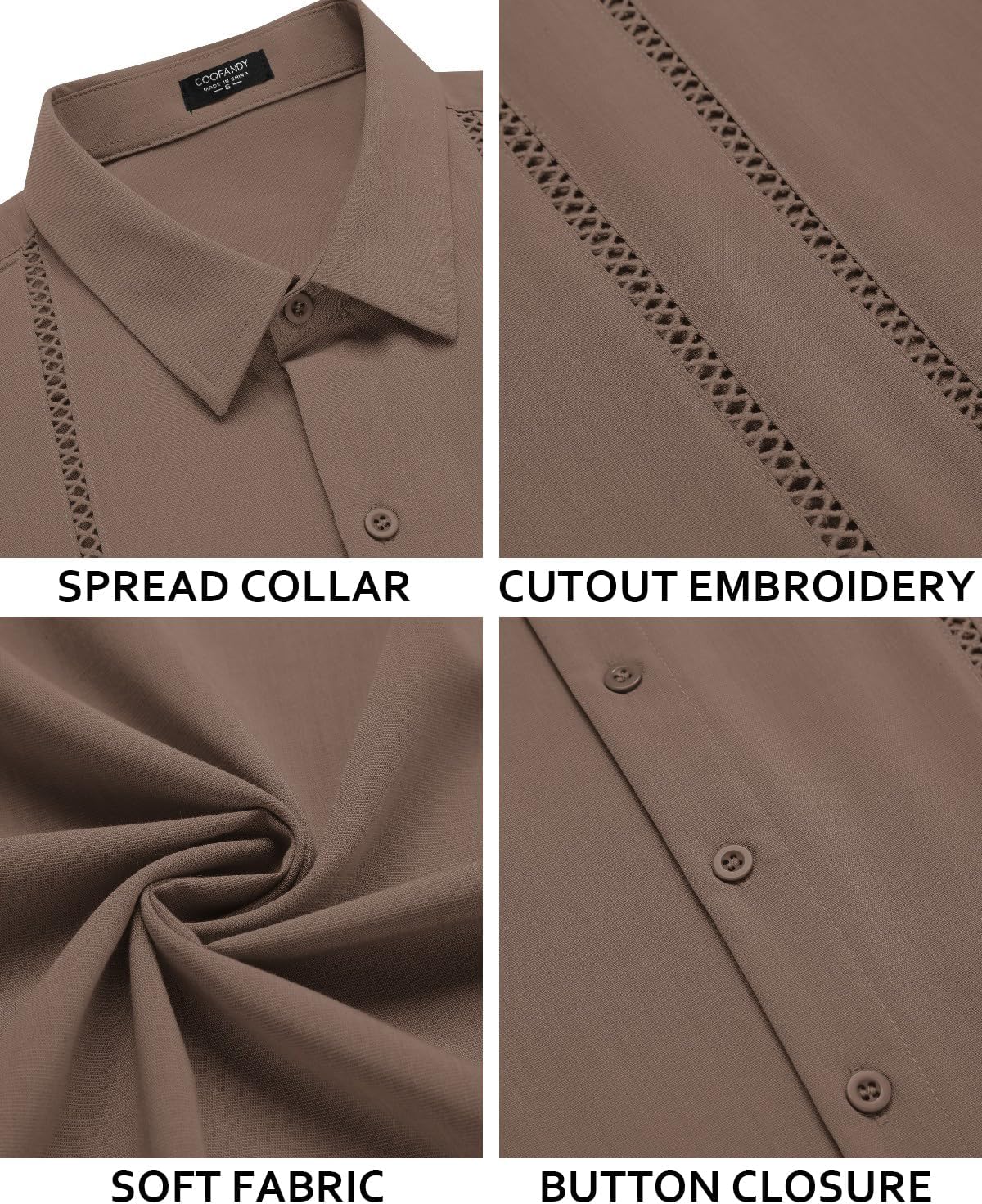 COOFANDY Men's Cuban Guayabera Shirt Short Sleeve Button Down Shirts Casual Summer Beach Linen Shirts