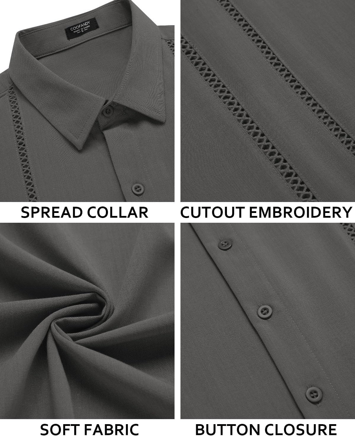 COOFANDY Men's Cuban Guayabera Shirt Short Sleeve Button Down Shirts Casual Summer Beach Linen Shirts