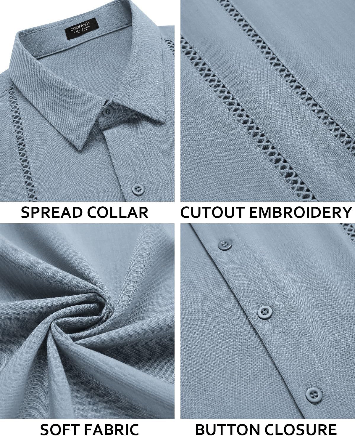 COOFANDY Men's Cuban Guayabera Shirt Short Sleeve Button Down Shirts Casual Summer Beach Linen Shirts