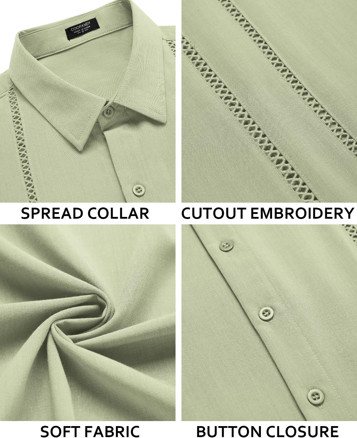 COOFANDY Men's Cuban Guayabera Shirt Short Sleeve Button Down Shirts Casual Summer Beach Linen Shirts