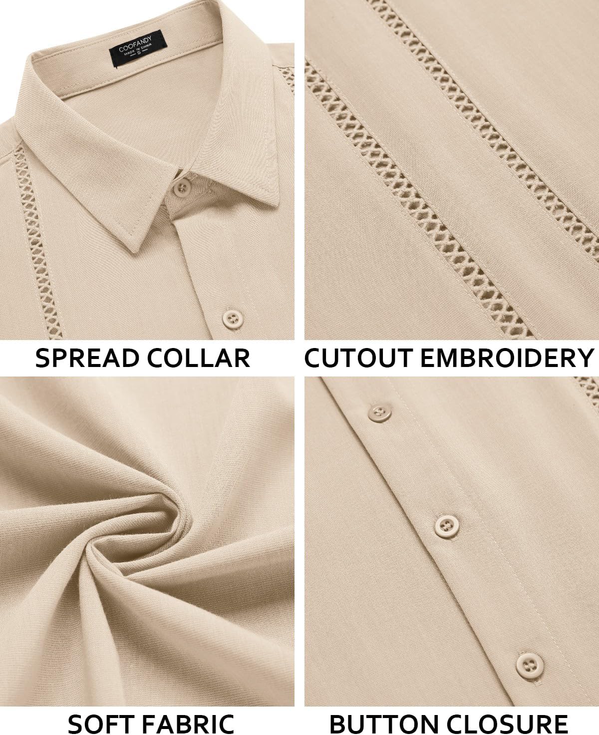 COOFANDY Men's Cuban Guayabera Shirt Short Sleeve Button Down Shirts Casual Summer Beach Linen Shirts