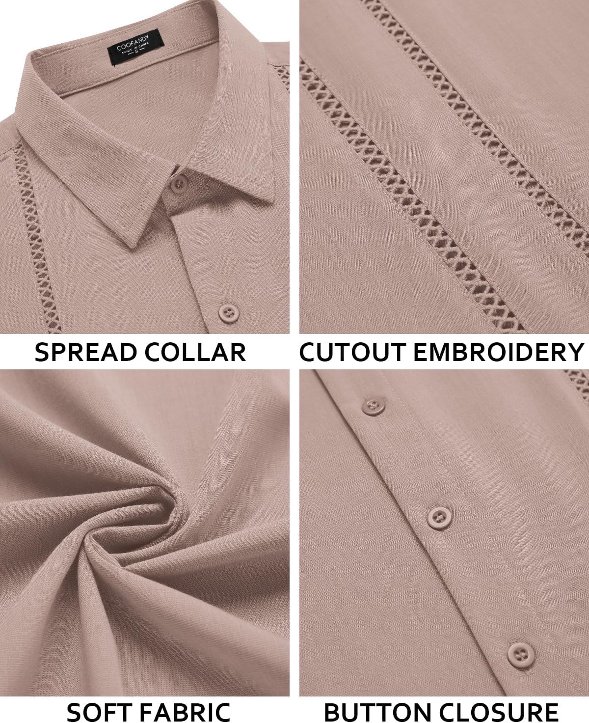 COOFANDY Men's Cuban Guayabera Shirt Short Sleeve Button Down Shirts Casual Summer Beach Linen Shirts