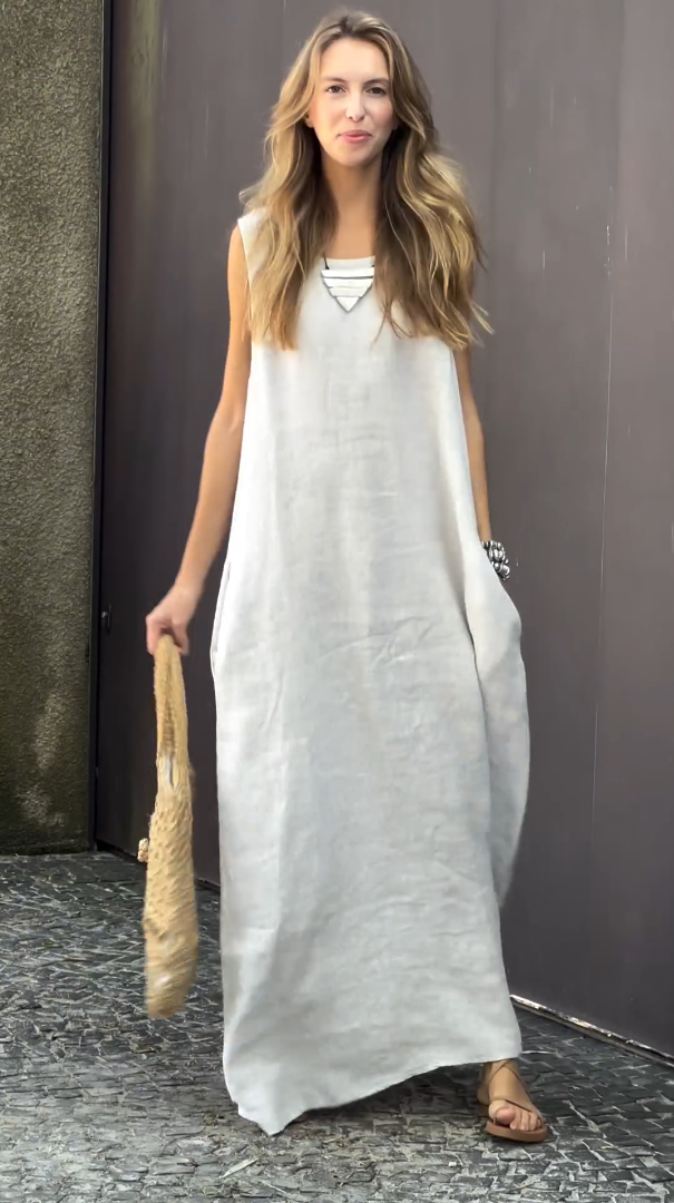 Women's Cotton linen dress with pocket