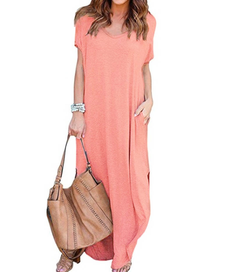 Batsleeved V-Neck Pocket Slit Dress