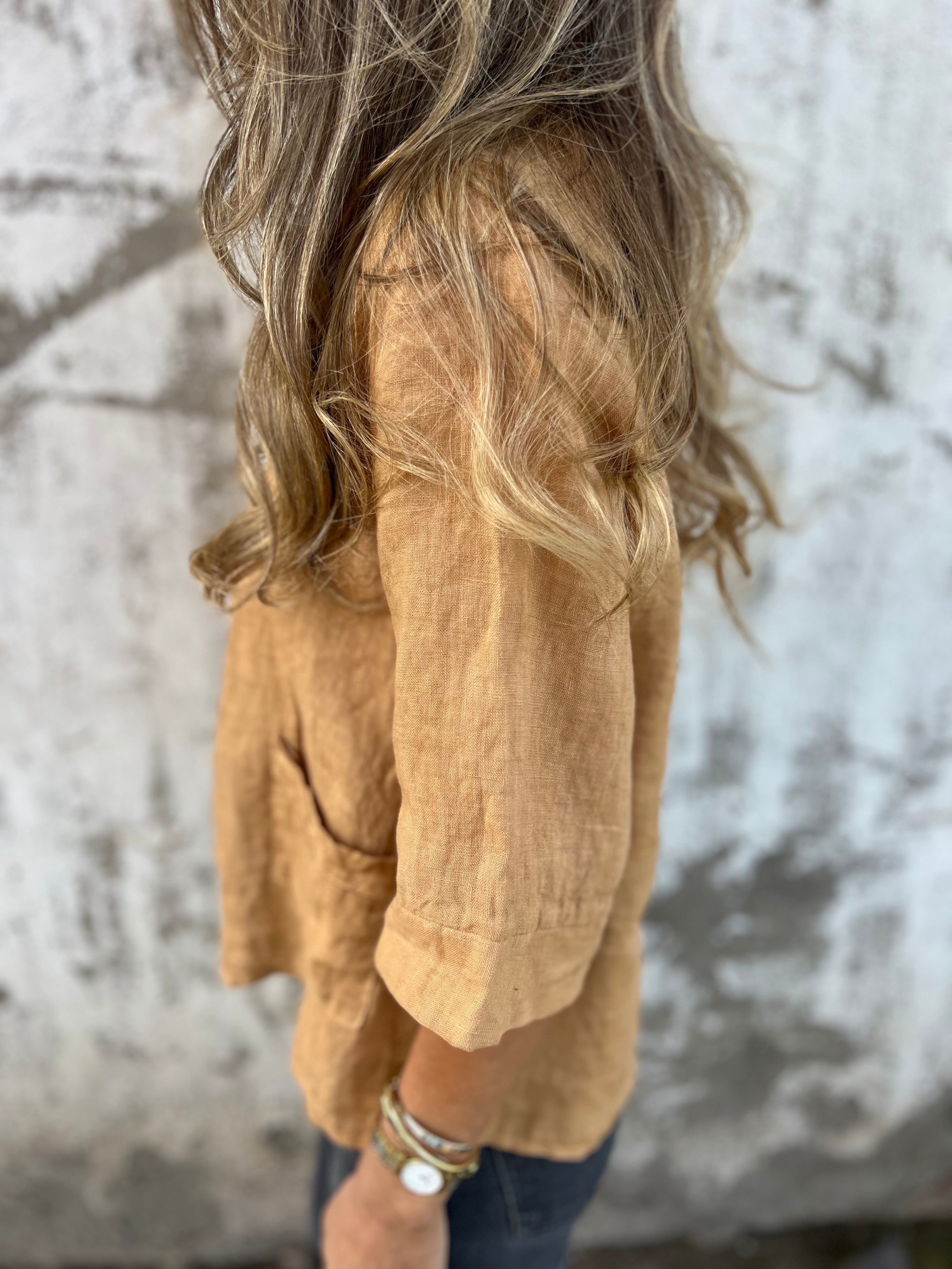 Classic 100% Linen Terracotta Jacket