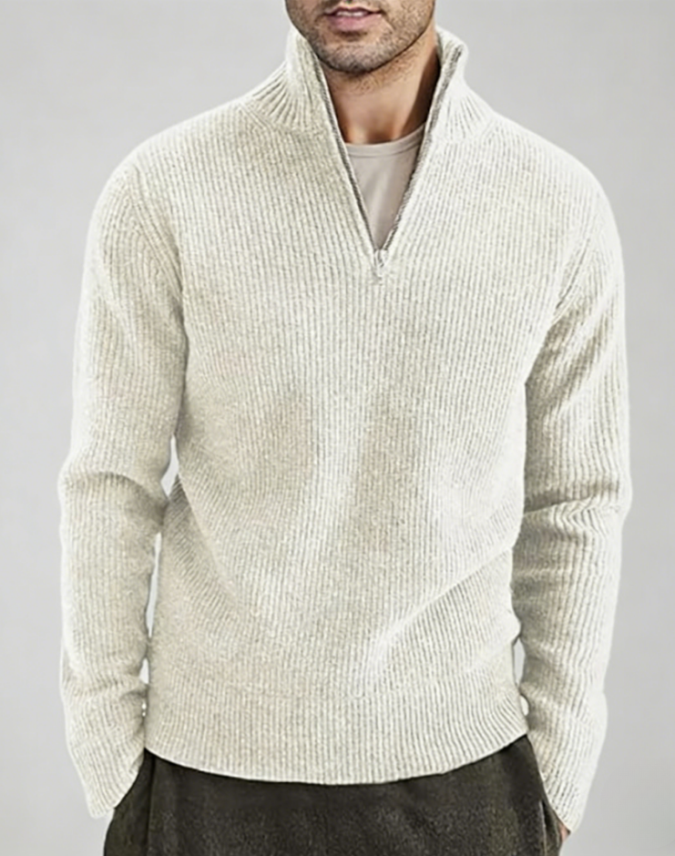 2025 Casual Thickened Half-High Zipper Neck Knit Sweater