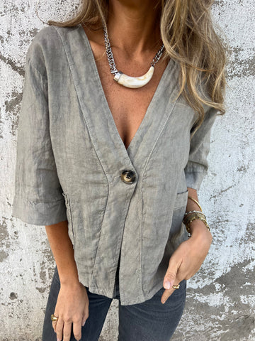 Classic 100% Linen Terracotta Jacket