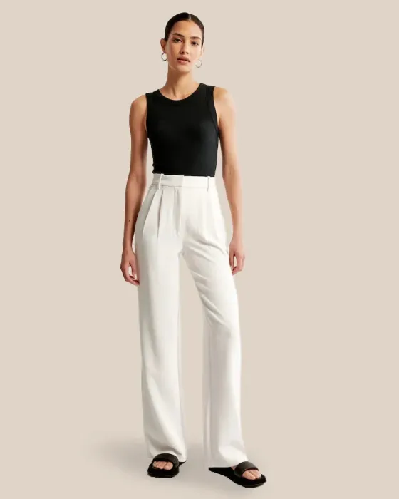 Linen Blend Wide Leg Tailored Pants (Buy 2 Free Shipping)