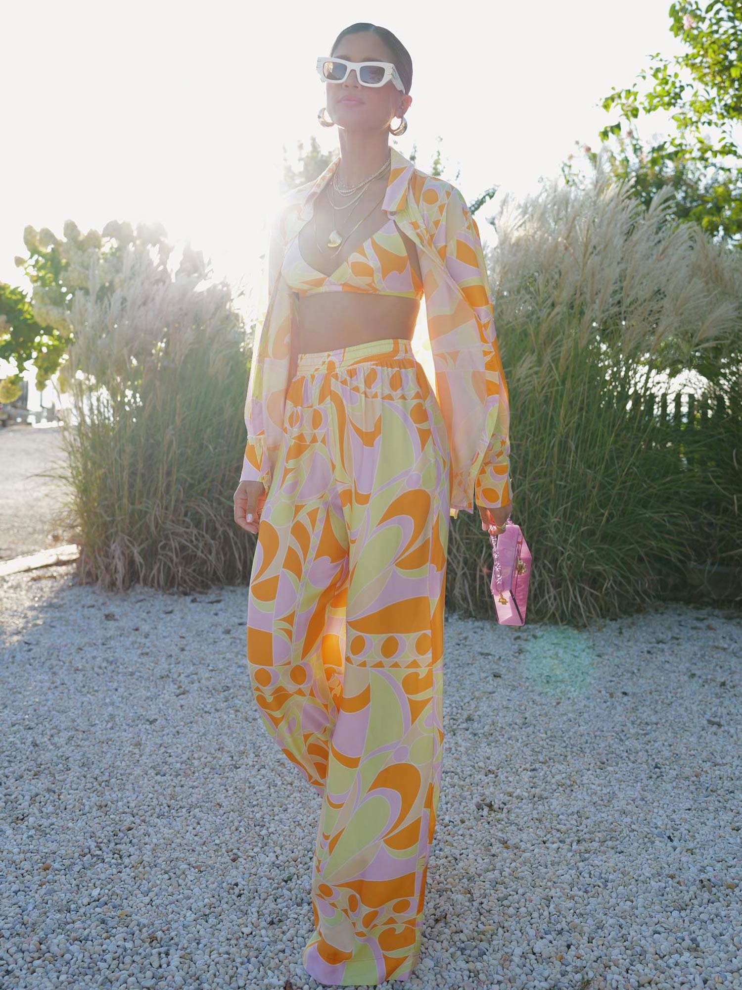 Tropical Beach Graphic Print Button-Up Shirt