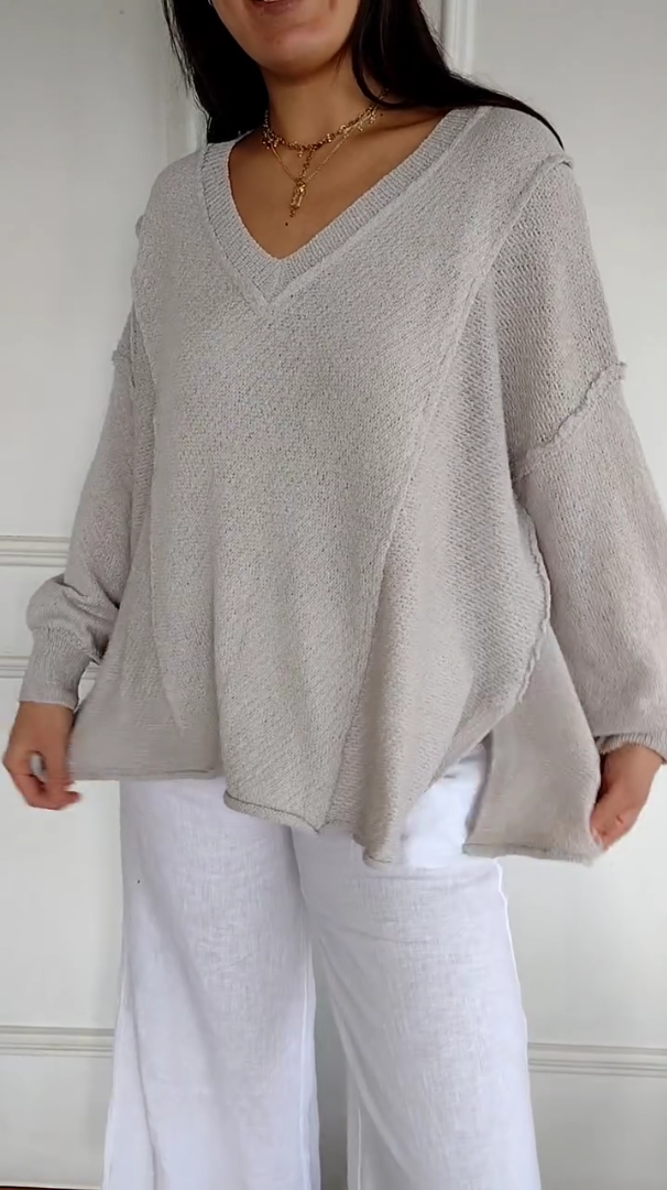 Long Sleeve Sweater With Patchwork Design