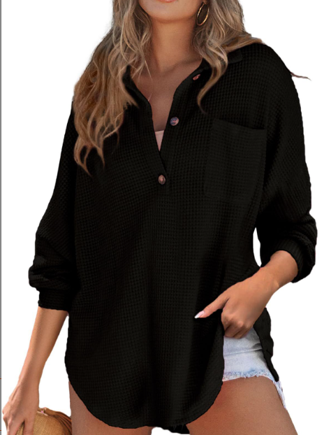 2024 New loose Waffle knit top